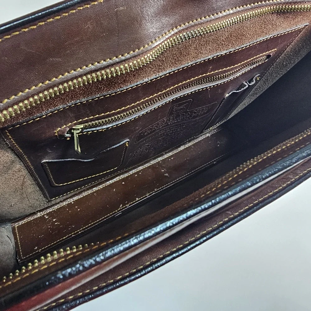 Joseph Daniel Belting Leather Briefcase Single Gusset Retractable Handles USA